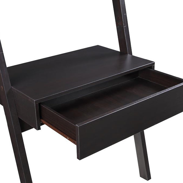 English Elm Cappuccino Ladder Desk Wall Leaning 72" Vertical Space-Saver with 2 Shelves, Drawer & Euro Glide B062P145519