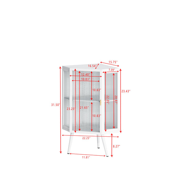 English Elm 22.25 Corner Floor Cabinet with Tempered Glass Door, Triangular Space-Saving Storage for Bath & Home W757130159