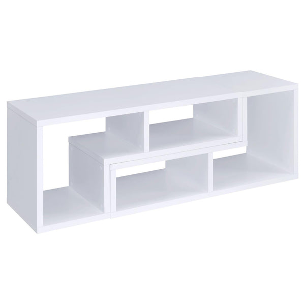 English Elm White Convertible Bookcase — Modern L-Shaped White Shelf Unit with 4 Open Shelves, Versatile Storage & TV Stand Friendly B062P145552
