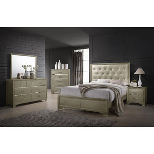 English Elm Champagne Luxe Nightstand with 2 Drawers, Metallic Accents, Chrome Pulls & Felt-Lined Top Drawer B062P145621