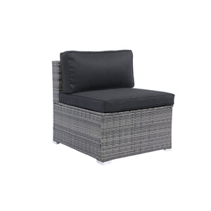 English Elm 7-Piece Patio Set w/ Retractable Canopy, Modular PE Wicker Sectional Sofa, Washable Cushions Gray W329S00029