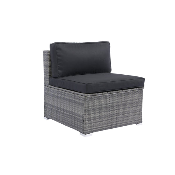 English Elm 7-Piece Patio Set w/ Retractable Canopy, Modular PE Wicker Sectional Sofa, Washable Cushions Gray W329S00029