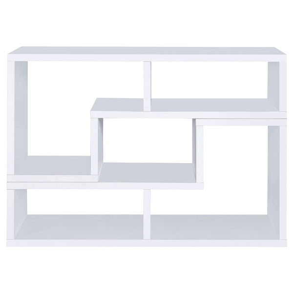 English Elm White Convertible Bookcase — Modern L-Shaped White Shelf Unit with 4 Open Shelves, Versatile Storage & TV Stand Friendly B062P145552