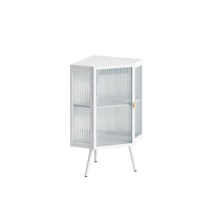 English Elm 22.25 Corner Floor Cabinet with Tempered Glass Door, Triangular Space-Saving Storage for Bath & Home W757130159
