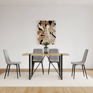 English Elm Dining Chairs Set Of 4 - Modern Upholstered Light Gray Kitchen Chairs With Sturdy Black Legs W2189131672