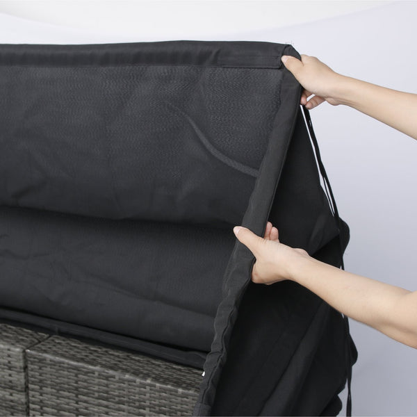 English Elm 7-Piece Patio Set w/ Retractable Canopy, Modular PE Wicker Sectional Sofa, Washable Cushions Gray W329S00029