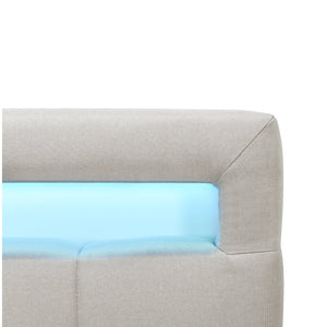 English Elm Twin Upholstered Platform Bed with LED Frame, 4 Underbed Drawers, Linen Upholstery, Beige Chic SF000097AAA