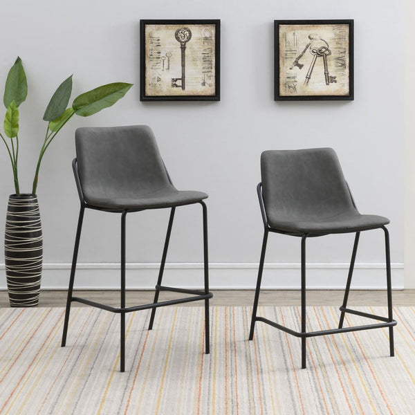 English Elm Grey Counter Height Stools Set Of 2 - Modern Comfort With Sleek Design & Durable Black Base B062P145615
