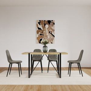 English Elm Dining Chairs Set Of 4 - Modern Glove Suede Upholstered Accent Chairs With Stylish Black Legs W2189131681