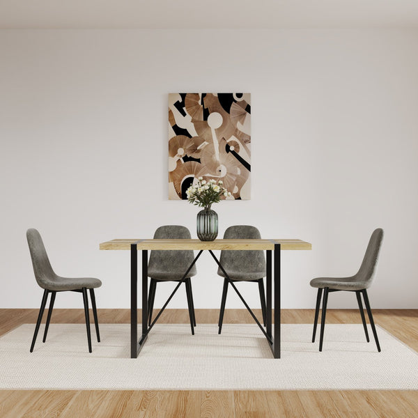 English Elm Dining Chairs Set Of 4 - Modern Glove Suede Upholstered Accent Chairs With Stylish Black Legs W2189131681