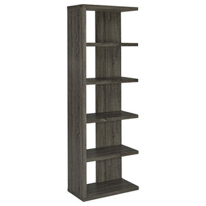 English Elm Weathered five-shelf bookcase in Dark Grey Finish with Semi-Backless Drama, Versatile Storage, 70.75" B062P145507