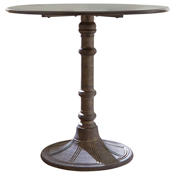 English Elm Bronze Parisian Bistro Round Dining Table with Pedestal Base, Hand-Applied Finish for Cozy Spaces B062P145548
