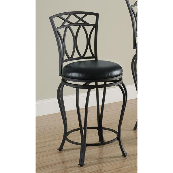 English Elm Black Swivel Counter Height Stool Upholstered Seat Metal Leatherette Curved Design 39" High Elegance B062P145516