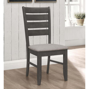 English Elm Grey Tapered Slat Back Side Chairs Set of 2 - Dark Grey Asian Hardwood, Padded Foam Seat, Modern Comfort (2) B062P145630
