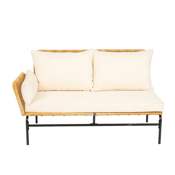 English Elm 3 Pieces Outdoor Patio Wicker Furniture Set – Light, Sturdy Metal Frame, All-Weather Wicker, 3.15" Cushions, Natural Yellow & Creme W329S00038