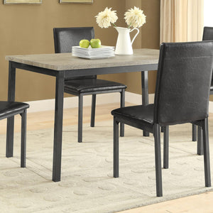 English Elm Grey Weathered Rectangle Dining Table with Black Metal Legs — Seats 4, Durable MDF Top, Transitional Style B062P145635