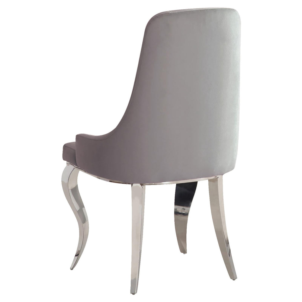 English Elm Grey Upholstered Dining Chairs Set Of 2 - Chic Velvet Comfort With Polished Chrome Legs For Glam Style B062P145616