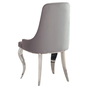 English Elm Grey Upholstered Dining Chairs Set Of 2 - Chic Velvet Comfort With Polished Chrome Legs For Glam Style B062P145616