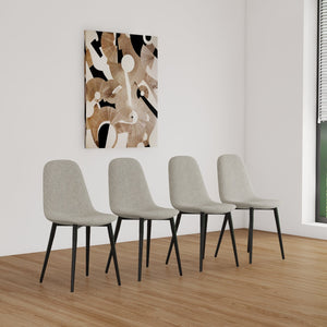 English Elm Dining Chairs Set Of 4 - Modern Spoon-Shaped Accent Chairs With Durable Black Metal Legs In Gray W2189131684