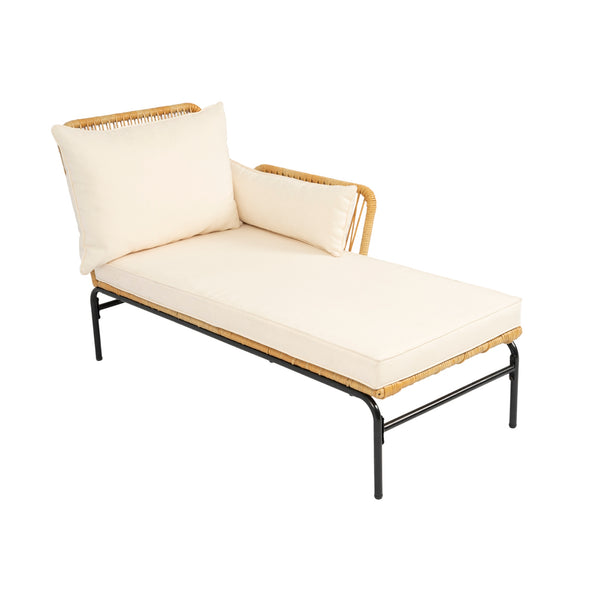 English Elm 3 Pieces Outdoor Patio Wicker Furniture Set – Light, Sturdy Metal Frame, All-Weather Wicker, 3.15" Cushions, Natural Yellow & Creme W329S00038