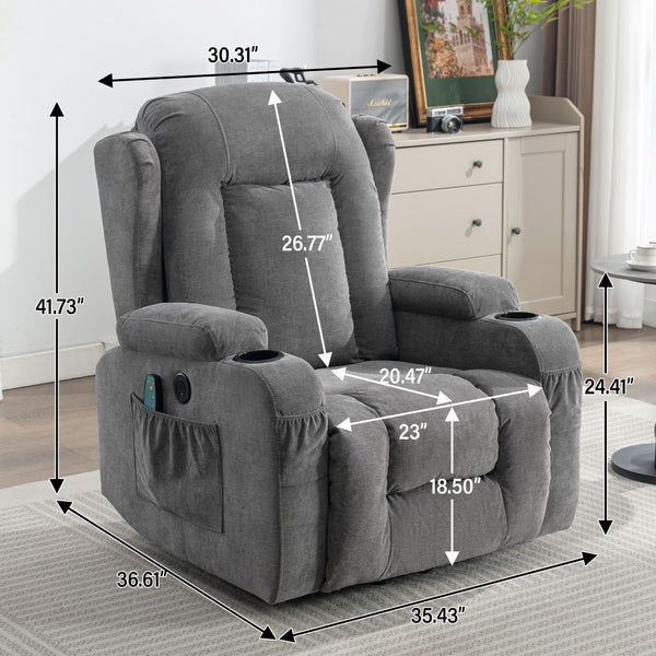 English Elm Power Lift Recliner with Heat Massage and Usb Port for Elderly Living Room Use W1521S00016