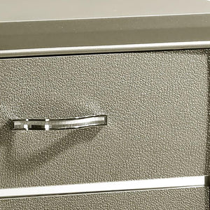 English Elm Champagne Luxe Nightstand with 2 Drawers, Metallic Accents, Chrome Pulls & Felt-Lined Top Drawer B062P145621