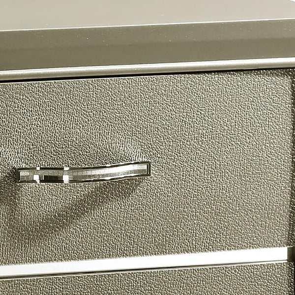 English Elm Champagne Luxe Nightstand with 2 Drawers, Metallic Accents, Chrome Pulls & Felt-Lined Top Drawer B062P145621