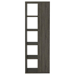 English Elm Weathered five-shelf bookcase in Dark Grey Finish with Semi-Backless Drama, Versatile Storage, 70.75" B062P145507