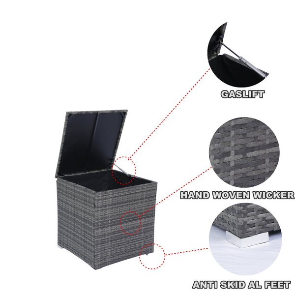 English Elm 8 Piece Patio Sectional Set Modular Wicker Rattan Outdoor Sofa with Large Under-Seat Storage Box W329S00030