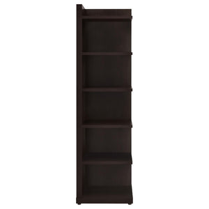 English Elm Cappuccino 6-Tier Corner Bookcase – Space-Saving Contemporary Shelf Unit, Dark Brown Finish, 71" tall B062P145474