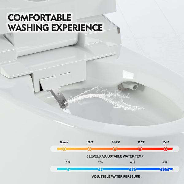 English Elm Luxury Smart Toilet Elongated Bidet with Remote, Heated Seat, Adjustable Wash/Dryer Temps, LED Night Light WF314235AAA