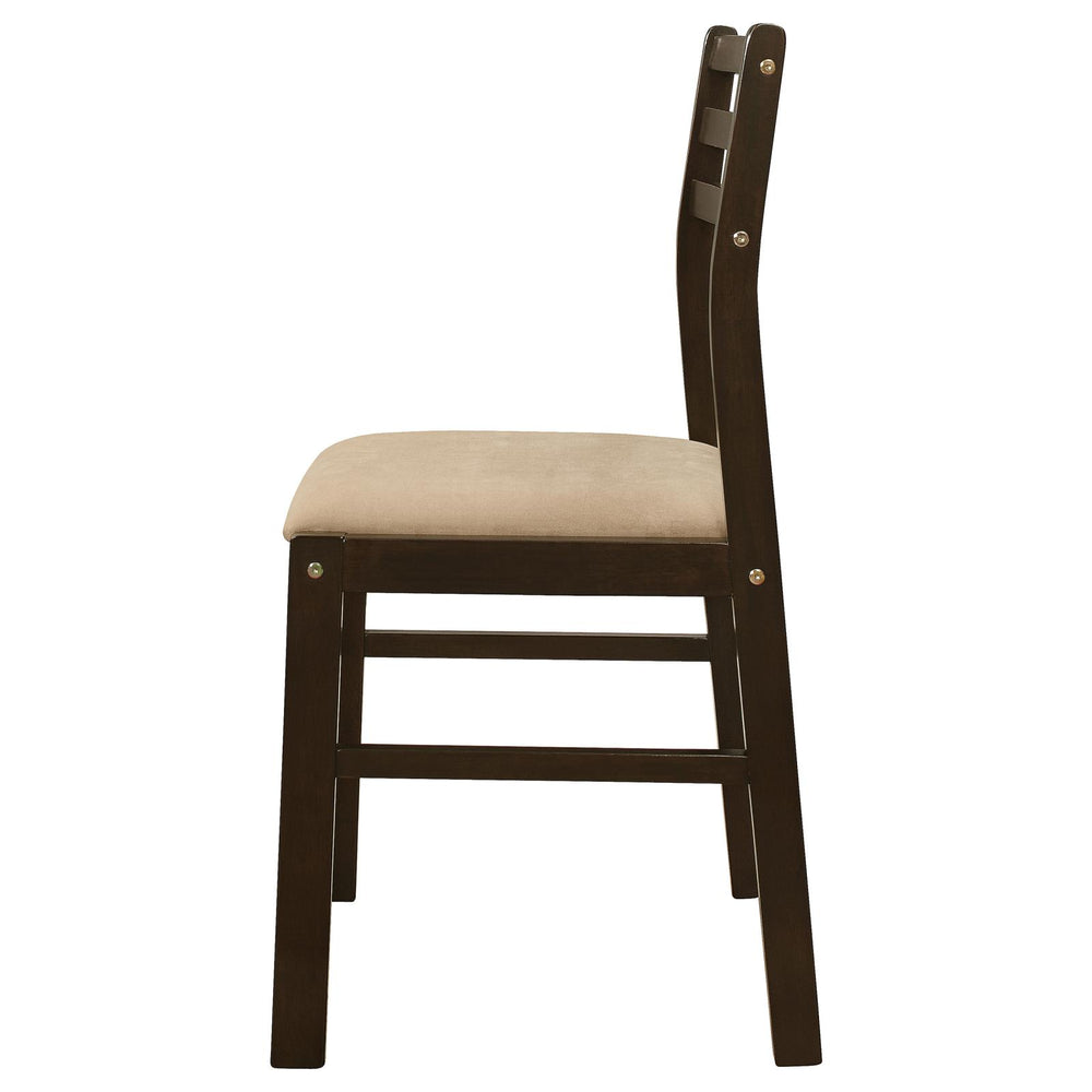 English Elm Cappuccino 3-Piece Drop Leaf Dining Set with Beige Upholstered Ladder-Back Chairs for Nooks B062P145671