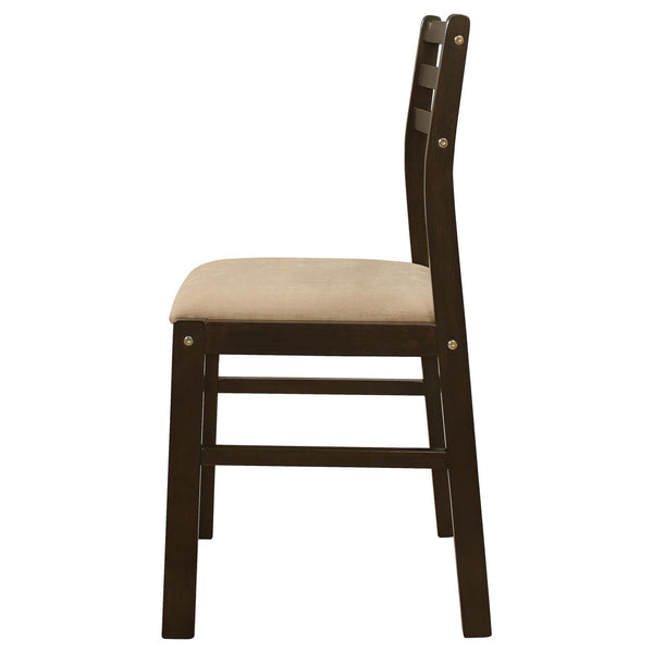 English Elm Cappuccino 3-Piece Drop Leaf Dining Set with Beige Upholstered Ladder-Back Chairs for Nooks B062P145671