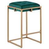 English Elm Hunter Green and Gold Counter Height Stools (Set Of 2)