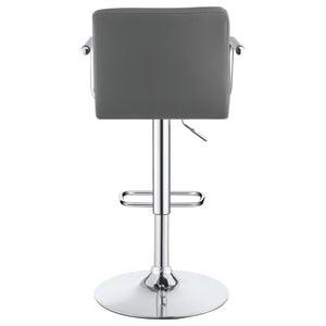 English Elm Grey Plush Adjustable Bar Stool with Chrome Base, Hydraulic Lift, Armrests & Modern Leatherette Comfort B062P145644