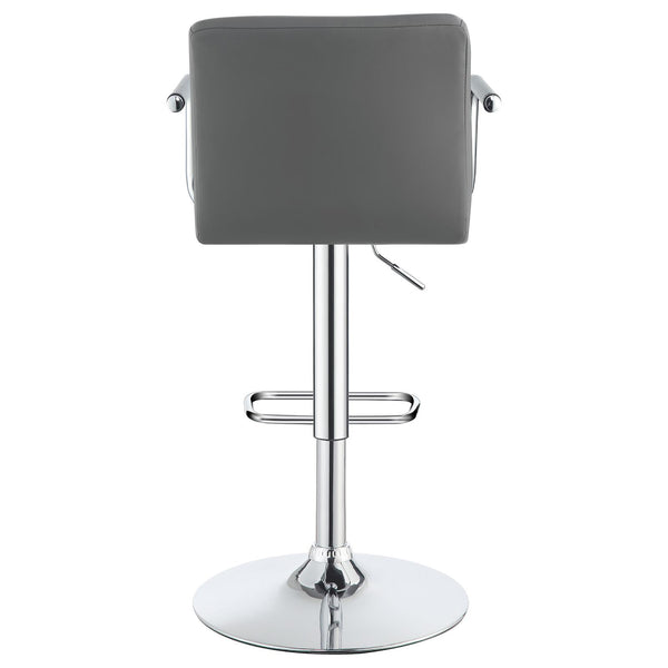 English Elm Grey Plush Adjustable Bar Stool with Chrome Base, Hydraulic Lift, Armrests & Modern Leatherette Comfort B062P145644