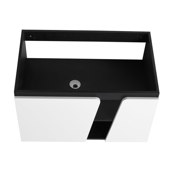 English Elm 32' 32" Floating Wall-Mounted Vanity Double Door with Soft-Close Hinges, Water-Resistant Plywood Finish W999P146428