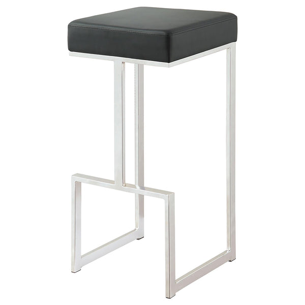 English Elm Black Upholstered Bar Stool with Chrome Legs, Faux Leather Seat, 31" Counter Height, Modern Chic Design B062P145679