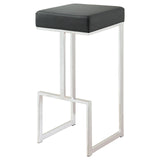 English Elm Black and Chrome Upholstered Bar Stool