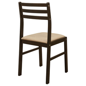 English Elm Cappuccino 3-Piece Drop Leaf Dining Set with Beige Upholstered Ladder-Back Chairs for Nooks B062P145671