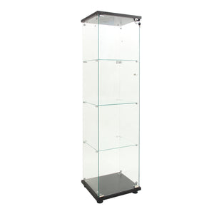English Elm LED Glass Display Cabinet 64.7" Tall with 4 Tempered Glass Shelves, Dustproof Curio Bookcase for Home Black W1806P197871