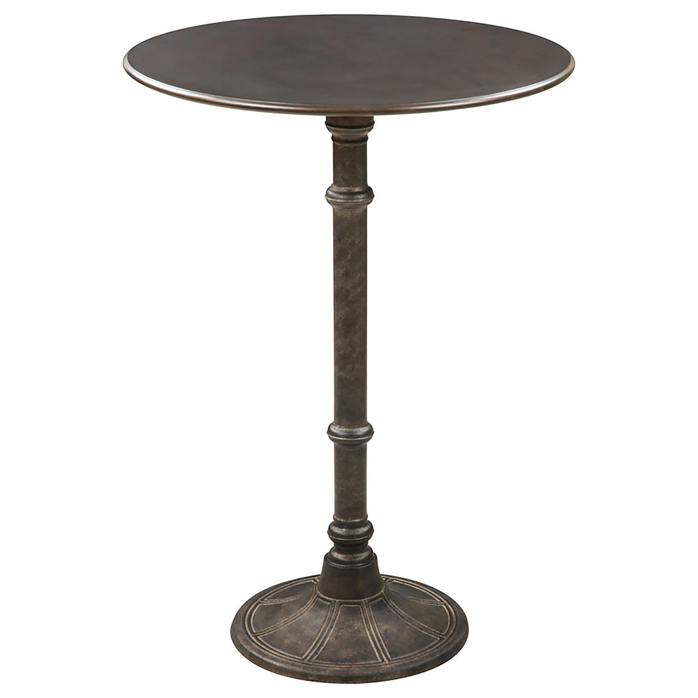 English Elm Rustic Parisian Bistro Bar Table in Dark Russet Antique Bronze Finish with Mahogany Veneer Top, 42" B062P145648