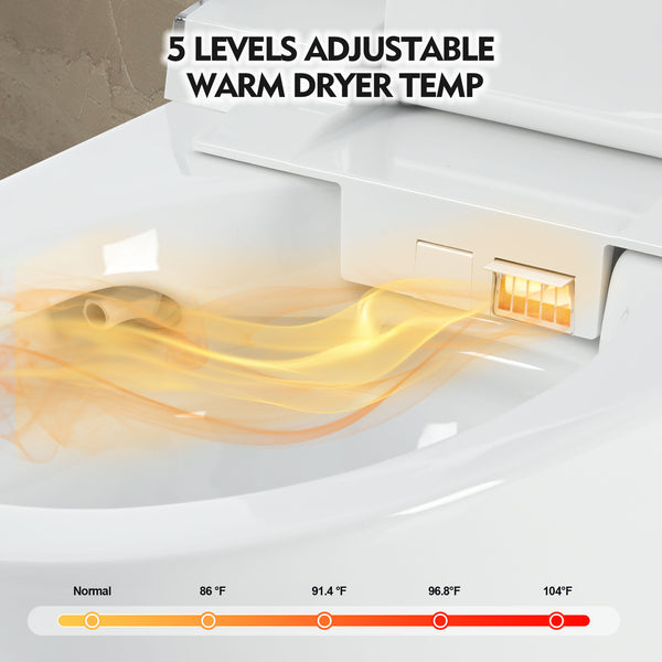 English Elm Luxury Smart Toilet Elongated Bidet with Remote, Heated Seat, Adjustable Wash/Dryer Temps, LED Night Light WF314235AAA