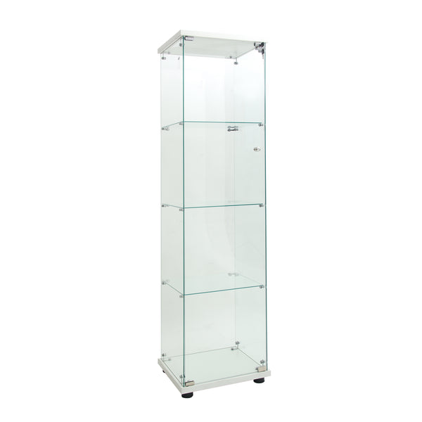 English Elm LED Glass Display Cabinet 64.7" Tall with 4 Tempered Glass Shelves, Dustproof Curio Bookcase for Home White W1806P197870