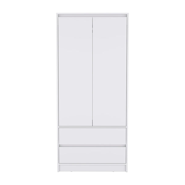 English Elm Armoire White Bedroom Closet Cabinet with 2 Doors & 2 Drawers, Durable Particle Board, Versatile Storage (52" L x 19" W x 5" H) B092S00003