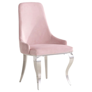 English Elm Pink and Chrome Upholstered Back Dining Chairs (Set Of 2)