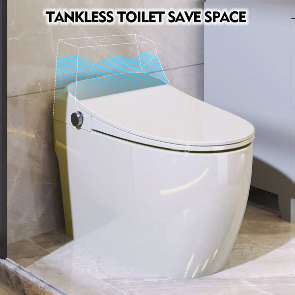 English Elm Heated Seat Smart Toilet Compact One-Piece Tankless WC with Foot Sensor, LED Night Light, Knob Control WF314234AAA