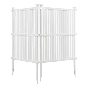 English Elm Privacy Screen Vinyl Lattice Panel Set Outdoor Enclosure for Patio and Garden Spaces B100128101