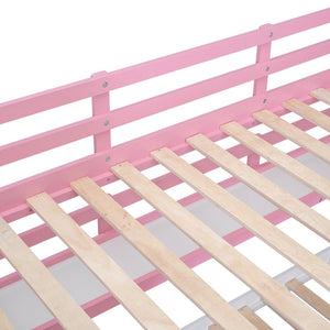English Elm Full-over-full Castle Bunk Bed with Slide Drawers Shelves Pinewood Kids Frame LT000558AAH-3