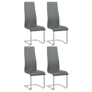 English Elm Grey High Back Side Chairs Set of 4 – Chrome Frame, Bonded Leather PU Seats, Padded Comfort for Modern Dining (96) B062P145654